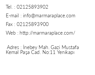 Marmara Place Hotel iletiim bilgileri